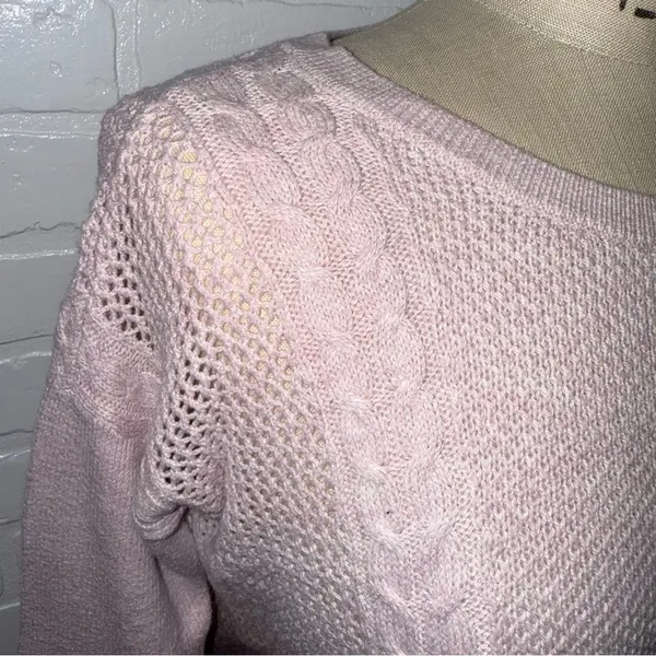 American Eagle Outfitters Ombré Light Pink Cable Knit Sweater - Image 7