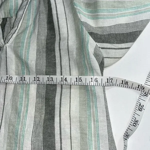 a.n.a Gray and Light Green Striped Linen V-Neck Pullover Blouse Women’s Size XS - Image 12