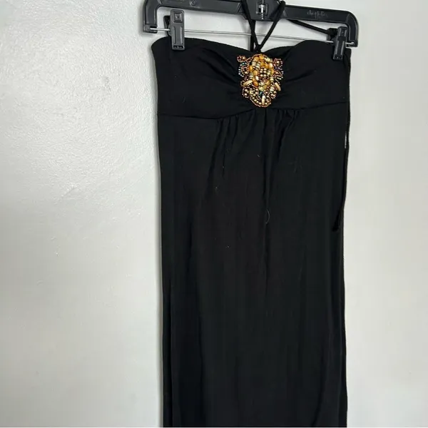 90s y2k fairy maxi Eyelash Couture Black Strapless Dress - Image 4