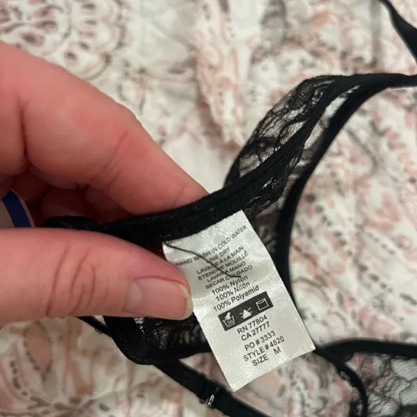 Black Lace Tie Halter Bra Size M - Image 3