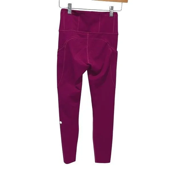 Lululemon X Peloton Women Together We Go Far Fast Free Legging Fuchsia Sz 4 NWOT - Image 3