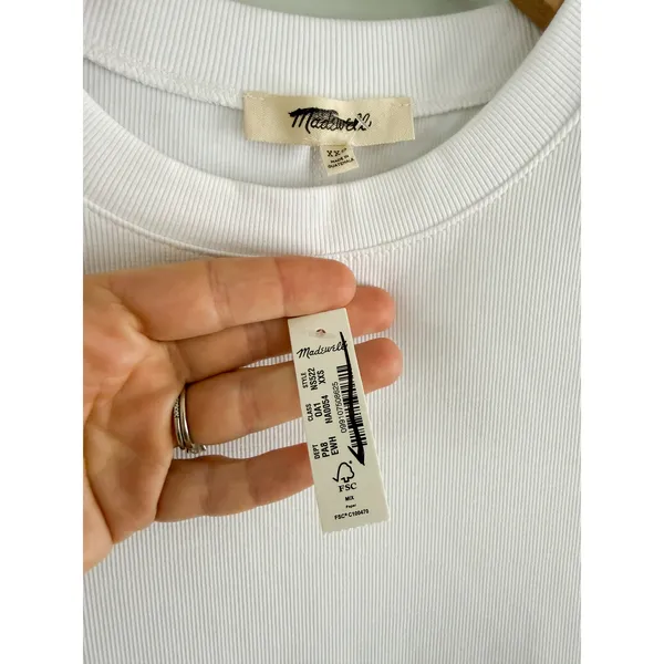 Madewell | NWT Ribbed Crewneck Tee (Re)generative Cotton Eyelet White | Sz XXS - Image 4