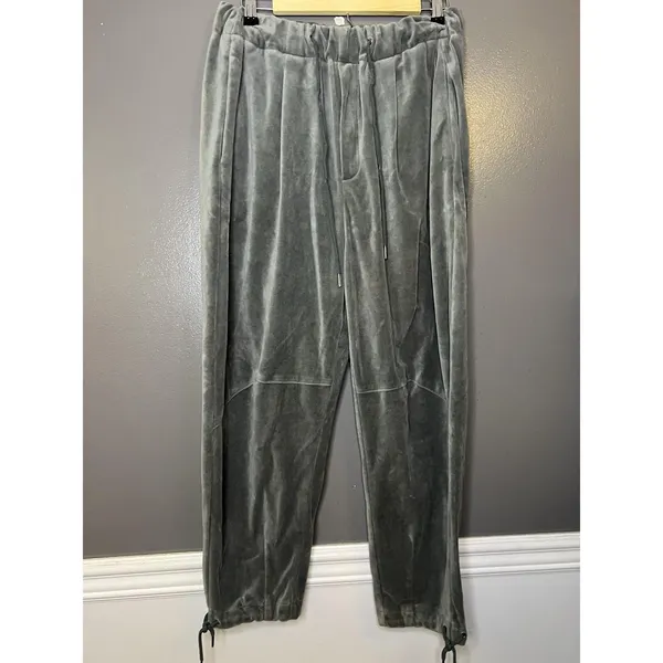 Urban Outfitters Velour Pants Womens Medium Green Jogger Drawstring Relaxed Fit - Image 2