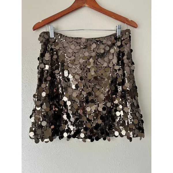 Ann Taylor Loft Brown Sequin Mini Skirt Size 12 - Image 6