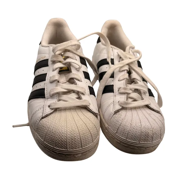 Adidas Superstar Sneakers 6.5 White Black Leather Classic Shell Toe College Shoe - Image 2