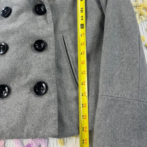 Merona Women Double‎ Breasted Gray Wool Blend Pea Coat Jacket Size Medium - Image 5