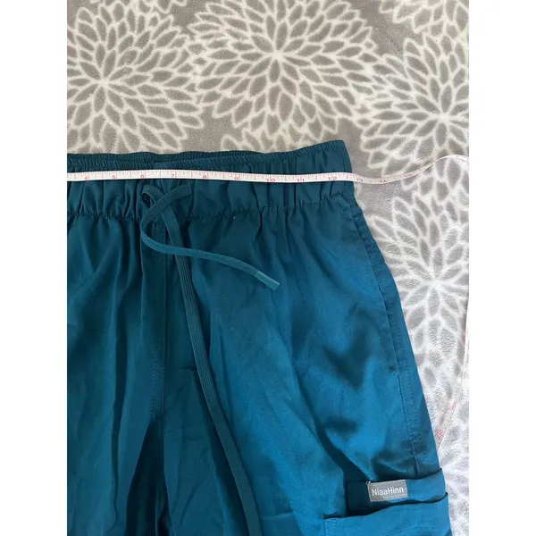 Teal Blue Jogger‎ Scrub Pants sz XS High Waisted Cargo Pocket Pull On Athleisure - Image 5