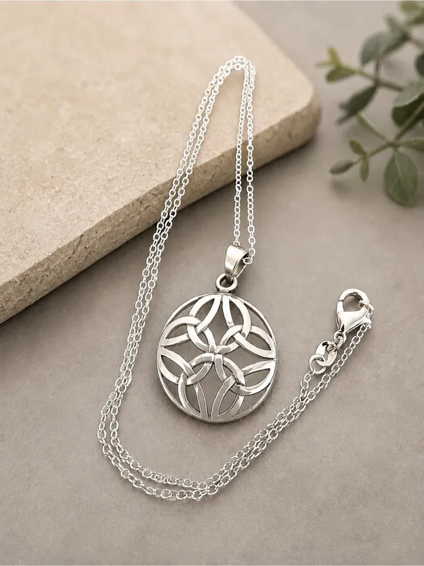 Vintage Sterling Silver Celtic Knot Pendant w/ New Sterling Plate Chain - Image 4