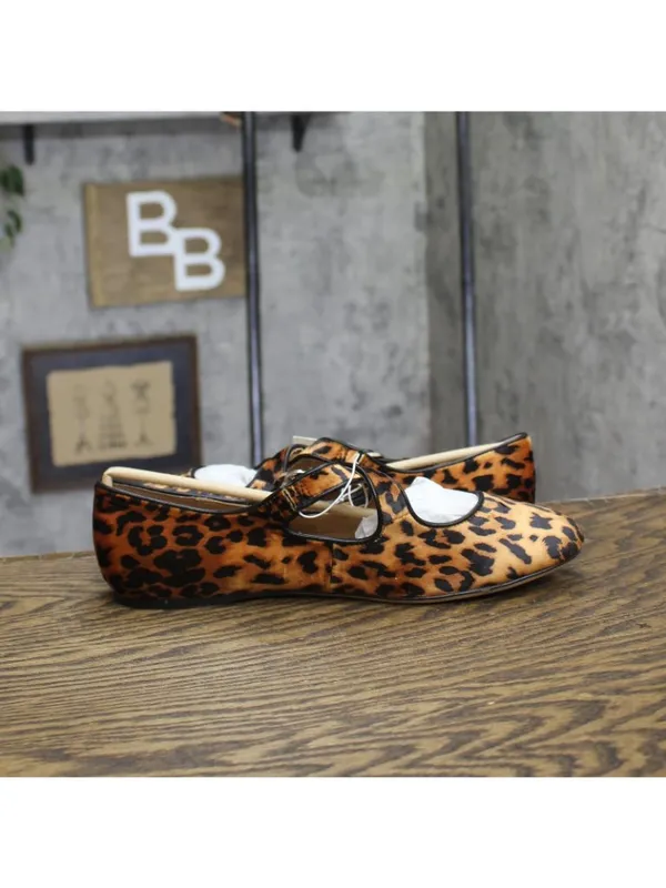 NWT A New Day Tasmin Velvet Mary Jane Flats 94568234 Leopard Brown Multi 11M - Image 7