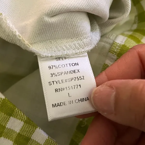 Lane 201 Pants Large Green Gingham‎ Cropped Bootcut Cotton Summer - Image 5