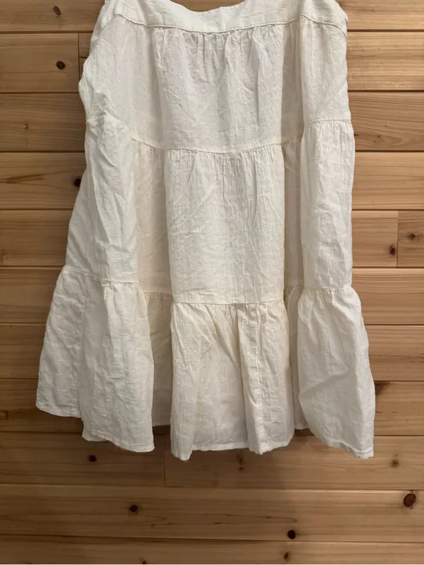 Abercrombie & Fitch Large Cotton Tiered Mini Dress Bride Wedding Natural Prairie - Image 3