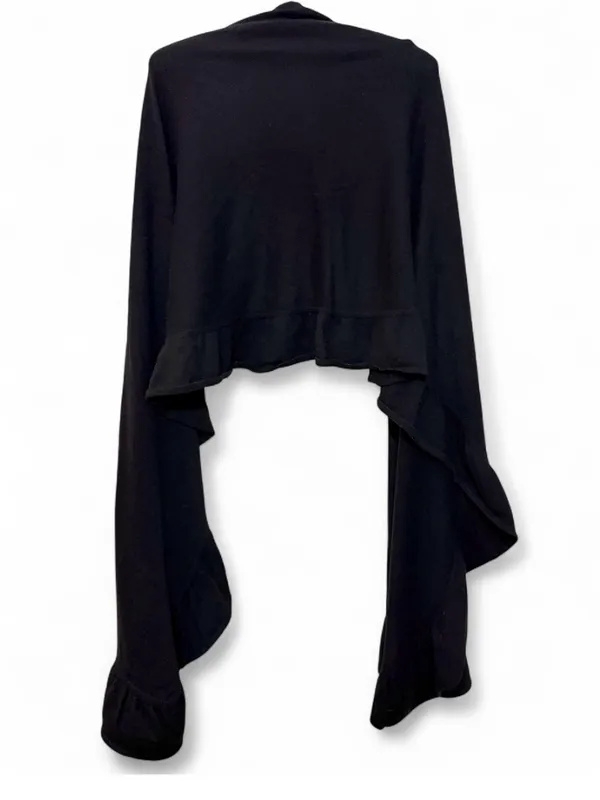 Evelyn Grace Women’s 100% Cashmere Ruffle Shawl Black One Size One Size - Image 8
