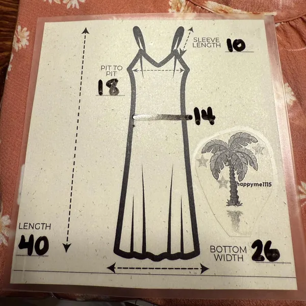 Bohme Cottagecore Short Sleeve Midi Dress Peach Floral Daisy Womens Small - Image 5