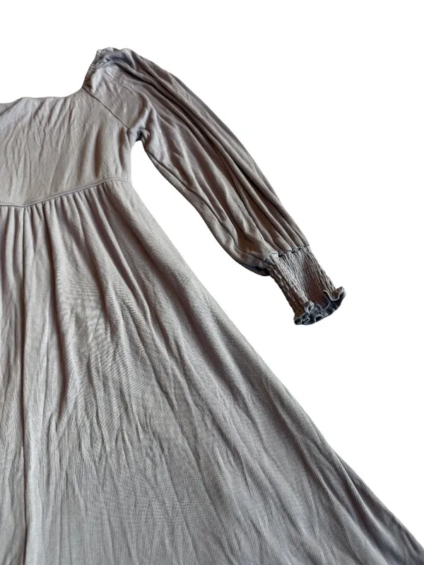 Three Bird Nest Purple Flowy Dress Smocked Long Sleeve Stretchy Size Medium - Image 10
