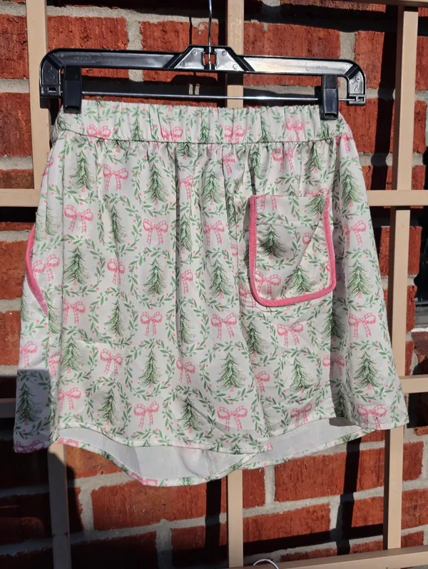 Under The Tree Christmas Pajama Set With Velvet Ties Top XS Bottoms M - Image 14