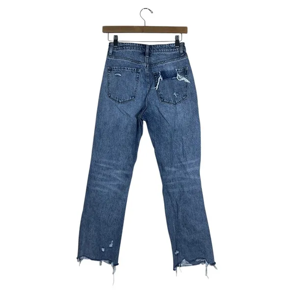 Vervet V2404 High Rise Distressed Straight Leg Jeans Blue Denim Size 25 - Image 4