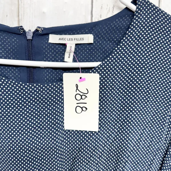 Avec Les Filles Dress Women Size Large Polka Dot Lace Trim Long Sleeve‎ Mini Zip - Image 2