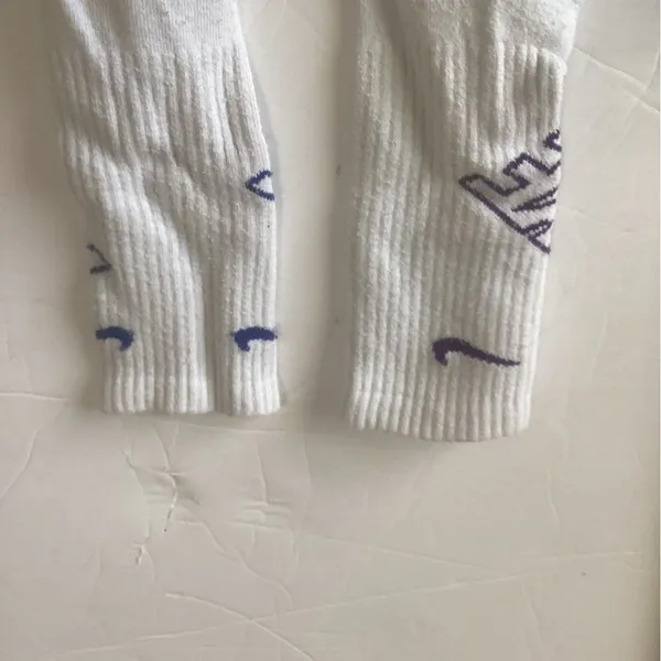 Nike White mix matched Purple and Blue Athletic Crew Socks size small - Image 7