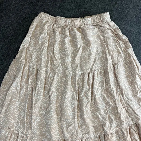 Japana Women Tan Pebble Print Tiered Maxi Skirt Elastic Waist L Cottagecore - Image 11