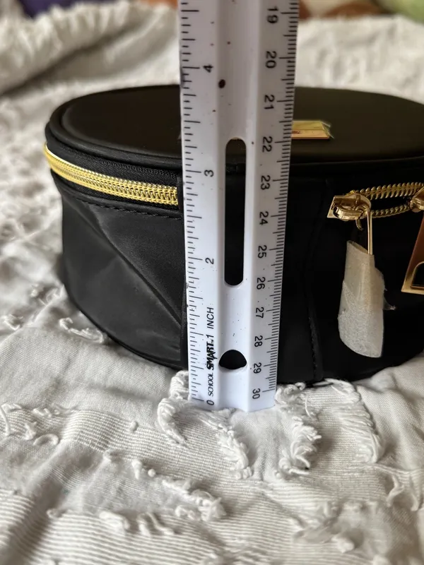 Versace Black Round Mini Bag with Gold Plaque - Image 8