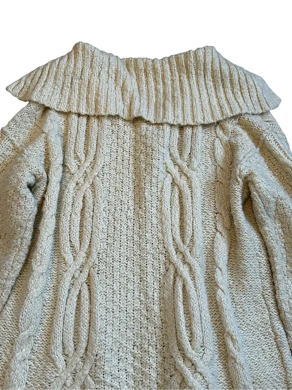 Pilcro Chunky Cable-Knit Cardigan Sweater Fisherman Preppy Coastal Grandmacore - Image 10