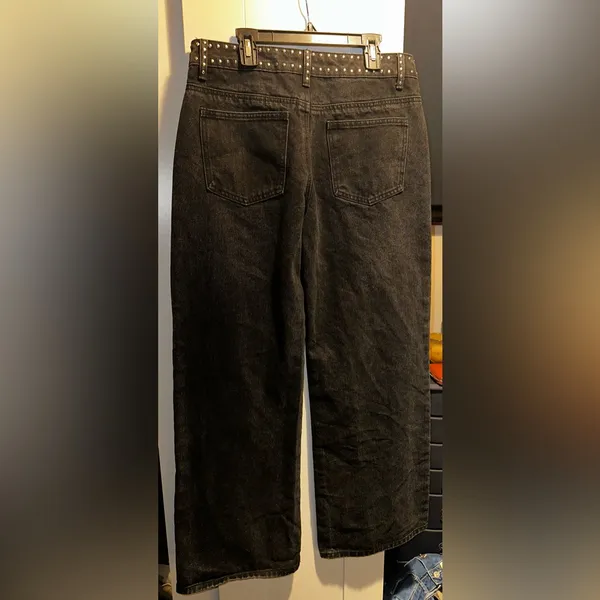 NWOT Edikted Quincy Studded Low Rise Baggy Jeans- Washed Black - Image 13