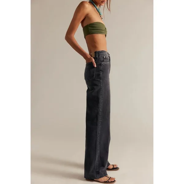 We The Free Tinsley Baggy Mid-Rise Straight Leg‎ Jeans Blow Out Black 27" - Image 3