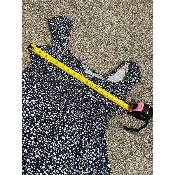 Old Navy Blue Waist-Defined Floral Mini Short Sleeve Dress M - Image 8