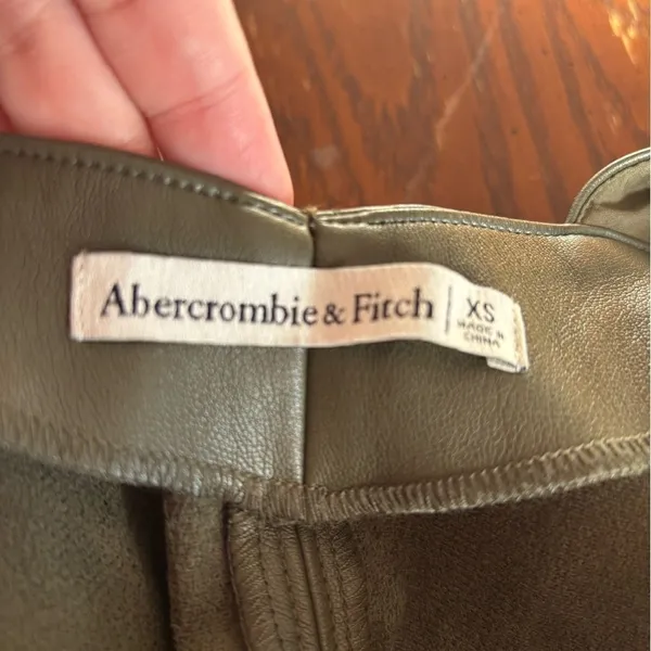 Abercrombie & Fitch Faux Leather Mini Dress Pockets Size XS Green - Image 6