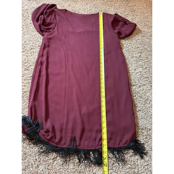 Anna Cai Maroon Fringe Dress Size Medium. Date Night Outtings Get Together - Image 5