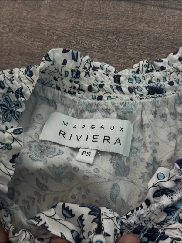 Margaux Riviera • Mini Dress • Blue White • Petite Small • Floral - Image 3