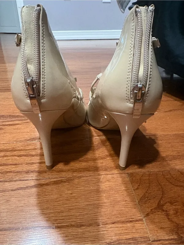 Marc Fisher Nude Patent Pointed-Toe Strappy Pumps - Image 3