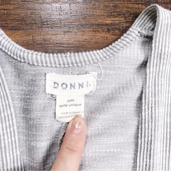 DONNI. • Anthropologie Sandwash Ribbed Sweater Coat cardigan jacket cream grey - Image 4