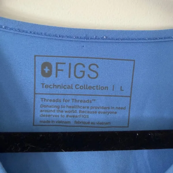Figs Catarina One-Pocket Scrub‎ Top Blue Short Sleeve Scrub Shirt Size Large - Image 4