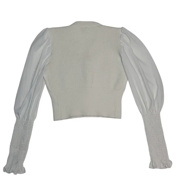 Victorian White Knit Puff Sleeves Cardigan Size S/M - Image 4