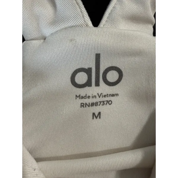 Alo Yoga Womens Asymmetrical Double Strap V-Neck Cropped Tank Top Bone White M - Image 4