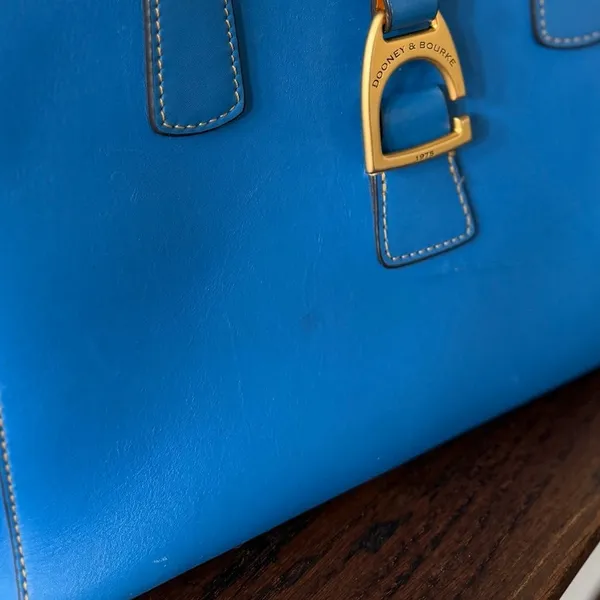 Dooney & Bourke Small Shannon Vibrant Blue Orange Structured Tote Bag - Image 2