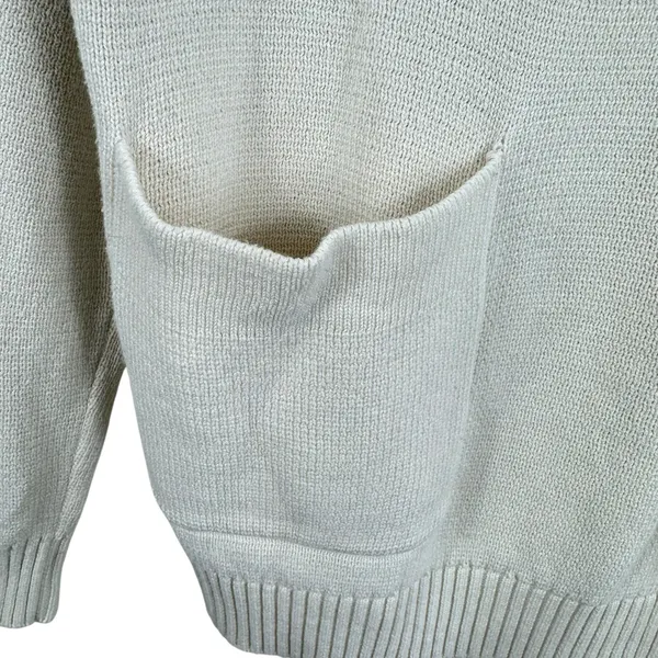 Cambridge Dry Goods Cream Half Zip Cotton Blend Mock Neck Cozy Preppy Sweater‎ S - Image 3