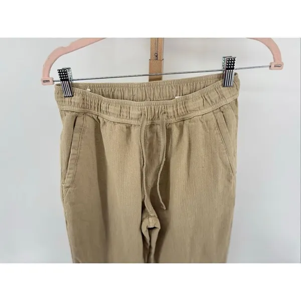 Zara Cotton Pull On Drawstring Pants Tan Straight Leg Women’s Size S - Image 6