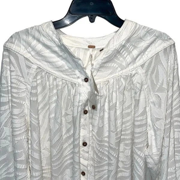 Free People Womens Can't Stop Dreaming Oversized Button Down Top White‎ XS NWT - Image 2