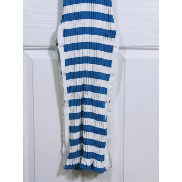 Solid & Striped Womens Ribbed Midi Dress Large Blue White Stripe Resort Beachy - Image 10