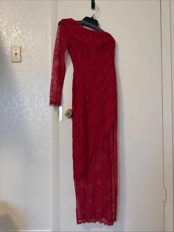 Lovers + Friends Red Lace Asymmetrical Maxi Dress Size XS - Image 2