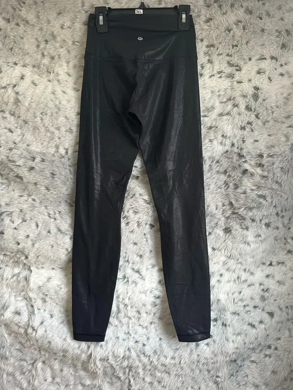 104. Lululemon Align High-Rise Shiny Black Leggings. Sz 4 - Image 2