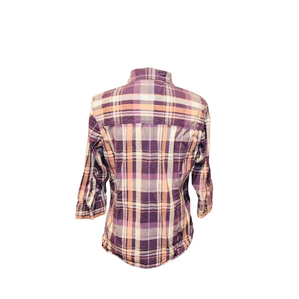 Carhartt Shirt L 3/4 Roll Tab Sleeve Pockets Button Up Plaid - Image 3