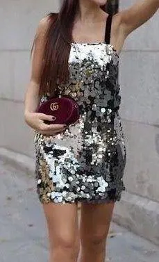ZARA Sequin Silver Mini Dress - Image 2