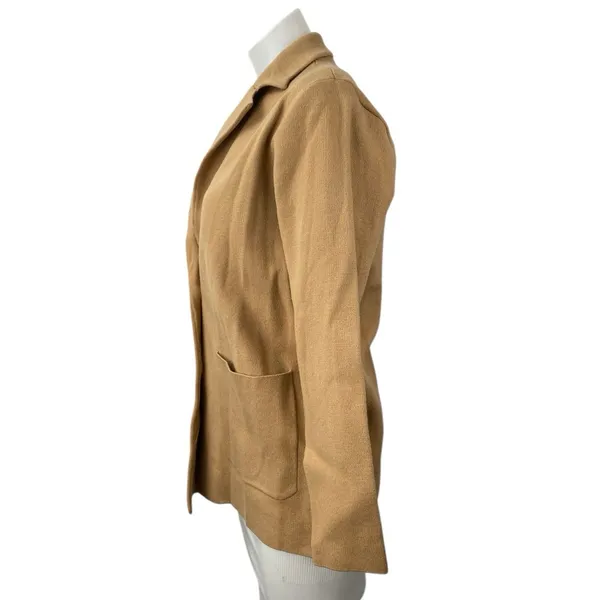 Ann Taylor Brown Tan Two Button Collared Long Sleeve Knit Blazer Coat Jacket XXS - Image 2