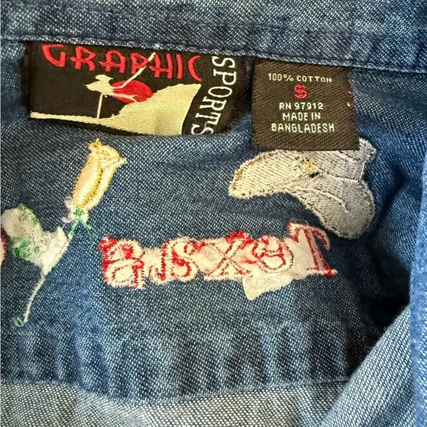 Lone Star State Texas Gal Denim Button Front Shirt Size‎ Small Embroidered - Image 6