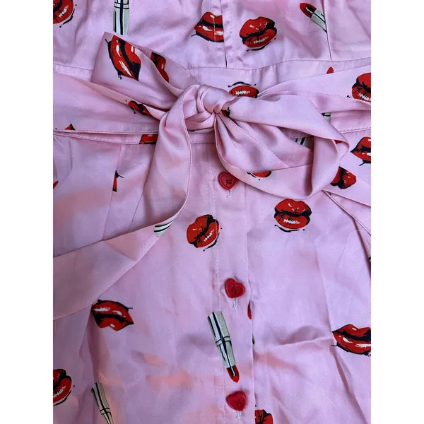 JB Julie Brown NWOT Pink Kisses and Lipstick‎ Satin Dress Size 2 - Image 8