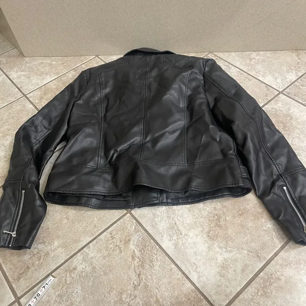 Sam Edelman Black Faux Leather Moto Biker Jacket Womens XL zip 5/2021 EUC - Image 4