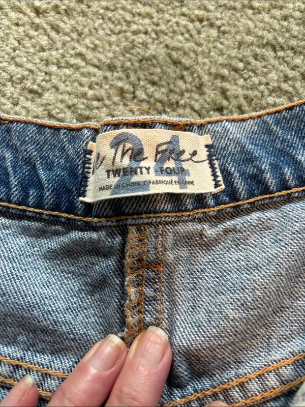 We The Free Light Blue Button Fly Distressed Denim Mini Skirt - Image 6